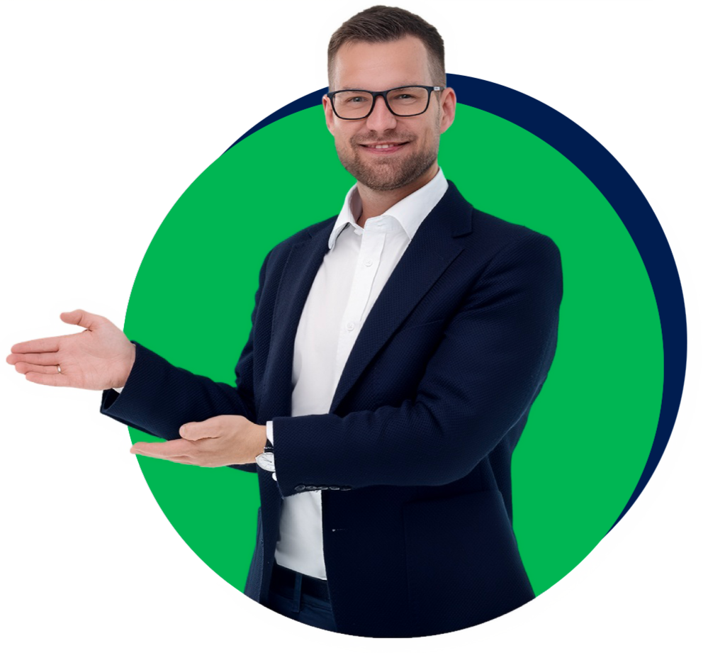 Piotr Kępisty wskazujący na nagłówek